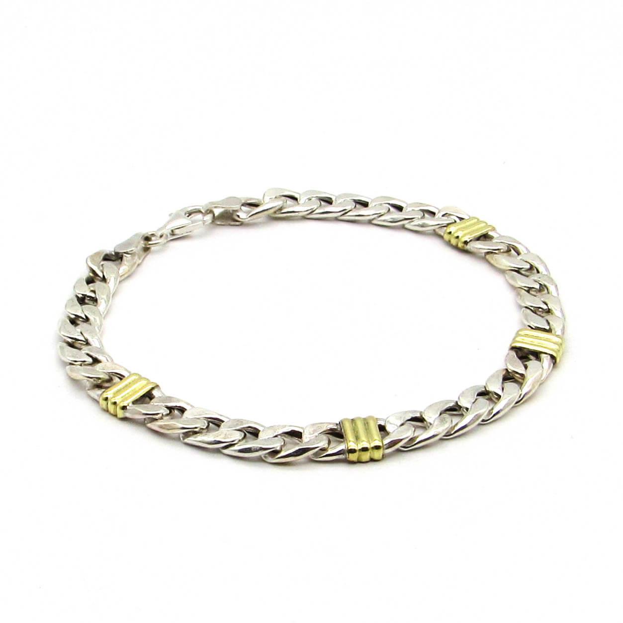 PULSERA GROUMET 1  21CM /PLATA Y ORO